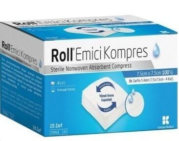 Roll Emici Kompres 7,5cm x 7,5cm 5 Adet x 20 Zarf