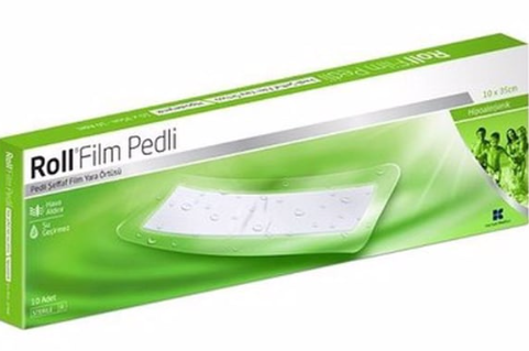 Roll Film Pedli Şeffaf Film Yara Örtüsü 10 x 35 cm 12'li
