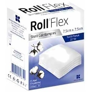 Roll Flex Steril Gaz Kompres 7,5cm x 7,5cm 25 Adet (5'li paket)