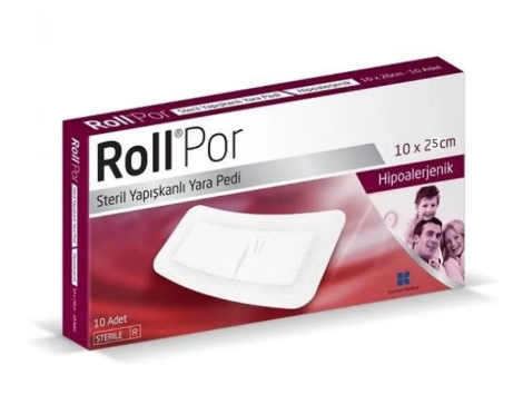 Roll Por Steril Yapışkanlı Yara Pedi 10 x 25 cm 12'li