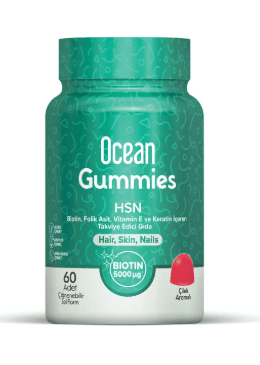 SKT:11/2026 Ocean Gummies HSN Çilek Aromalı 60 Adet Çiğneme Form