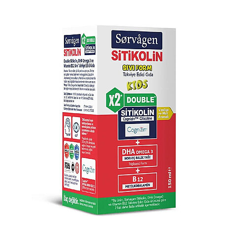 Sorvagen Kids Sitikolin DHA Omega 3 ve B12 Takviye Edici Gıda 150 ml