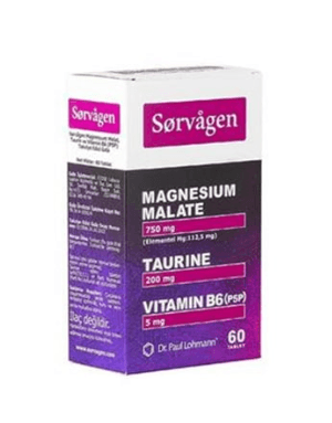Sorvagen Magnezyum Malat Taurin ve Vitamin B6 P5P 60 Tablet SKT:03/2028
