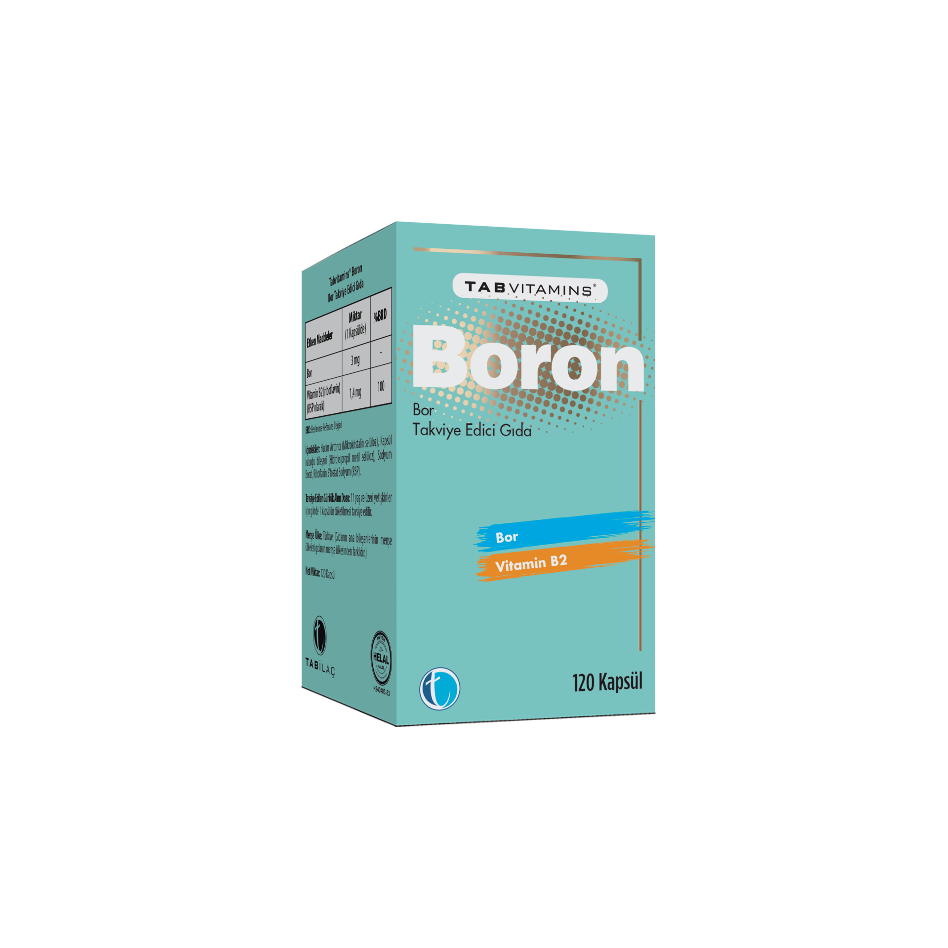 Tabvitamins Boron Bor 120 Kapsül SKT:03/2028