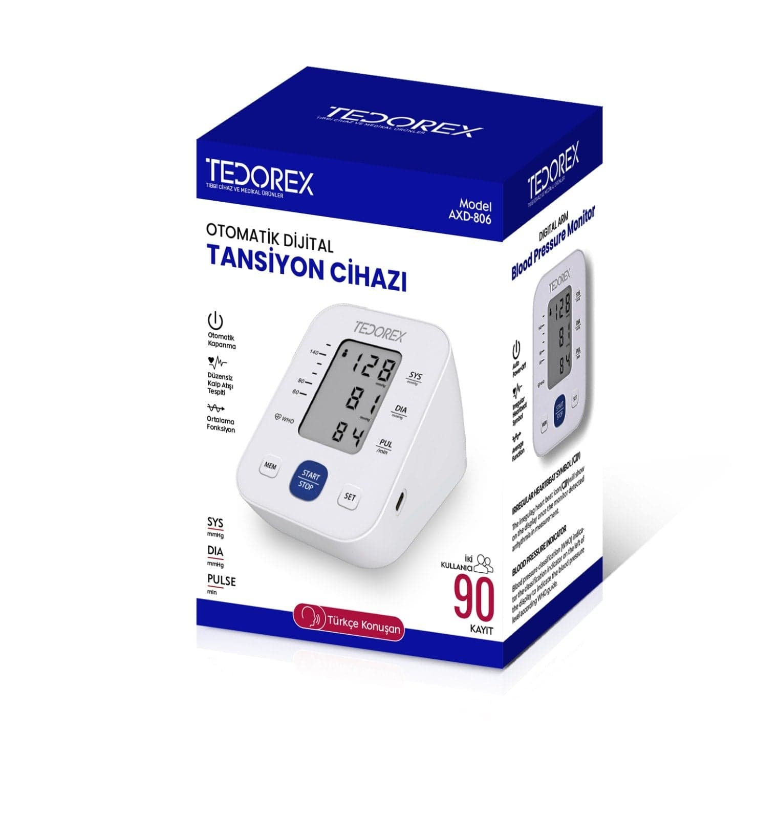 Tedorex Otomatik Dijital Tansiyon Cihazı Model:AXD-806