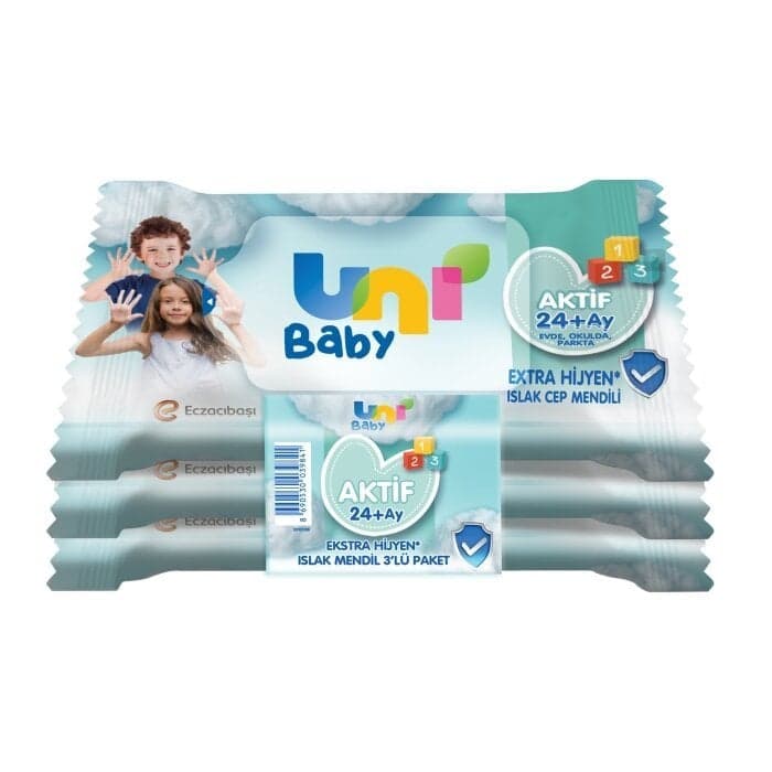 Uni Baby Aktif Islak Cep Mendili 24+ Ay 3x15 Adet