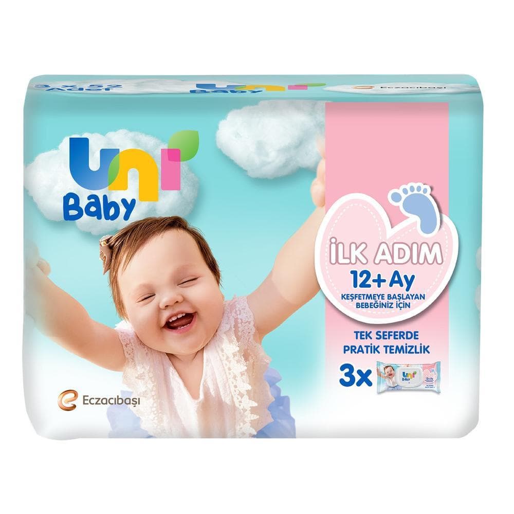Uni Baby İlk Adım Islak Mendil 12+ Ay 52 Yaprak X 3 Adet