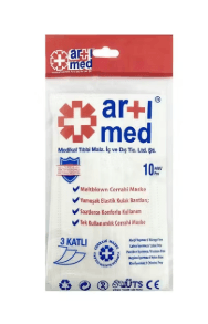 (ÜTSli) ArtıMed Meltblown 3 Katlı Yeni Nesil Lastikli Telli Maske 10 Adet