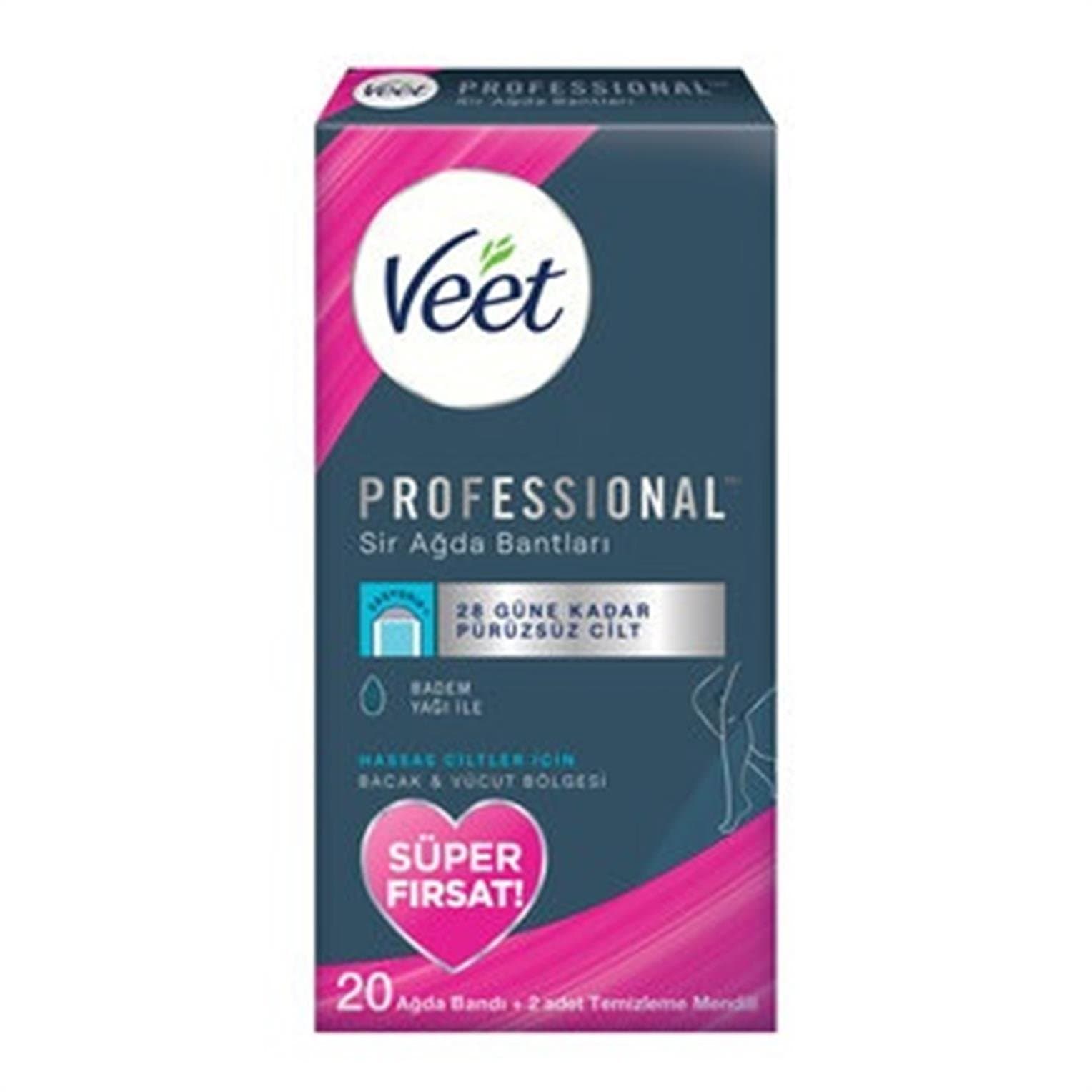 Veet Professional Sir Ağda Bantları Hassas Ciltler Bacak ve Vücut Bölgesi 20 Adet