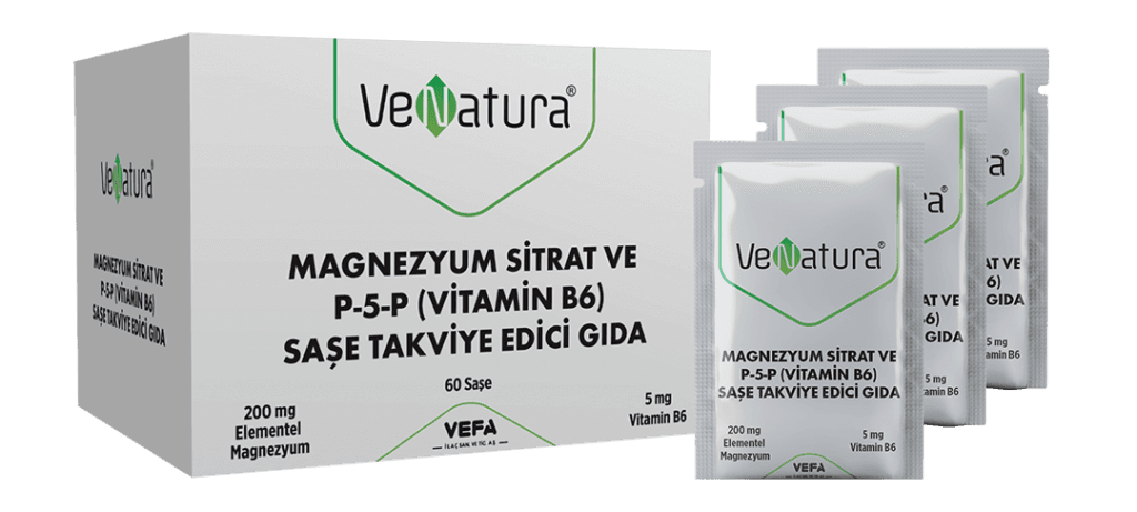 Venatura Magnezyum Sitrat ve P-5-P (VİTAMİN B6) 60 Saşe