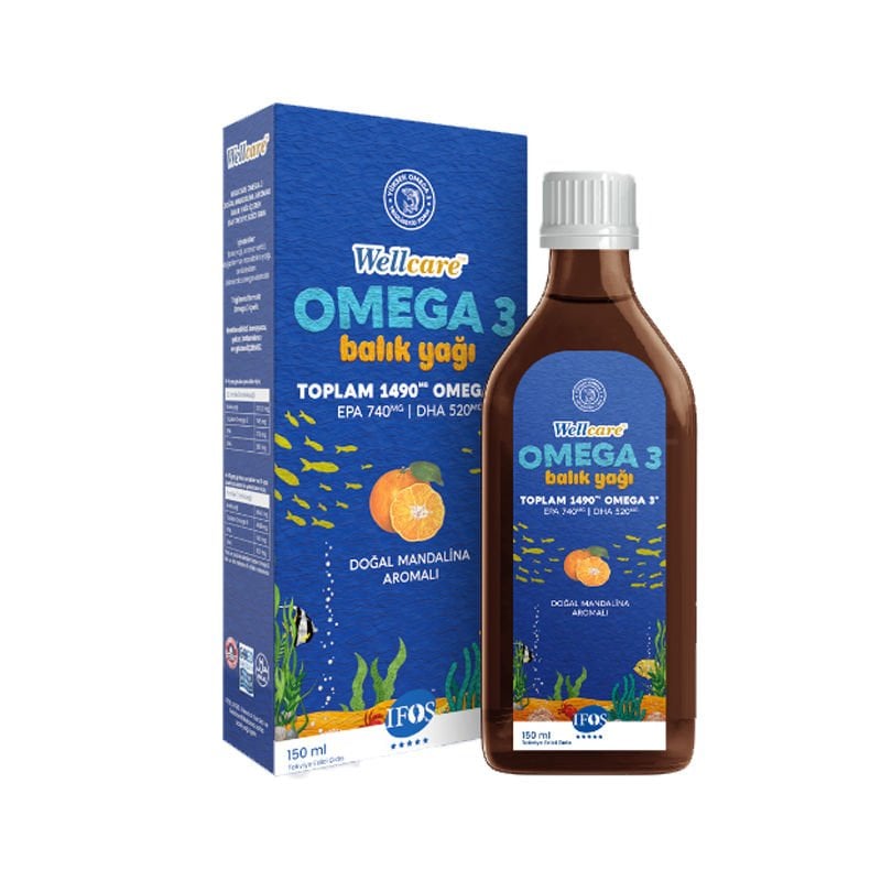Wellcare Omega 3 Balık Yağı 1490mg Doğal Mandalina Aromalı 150ml