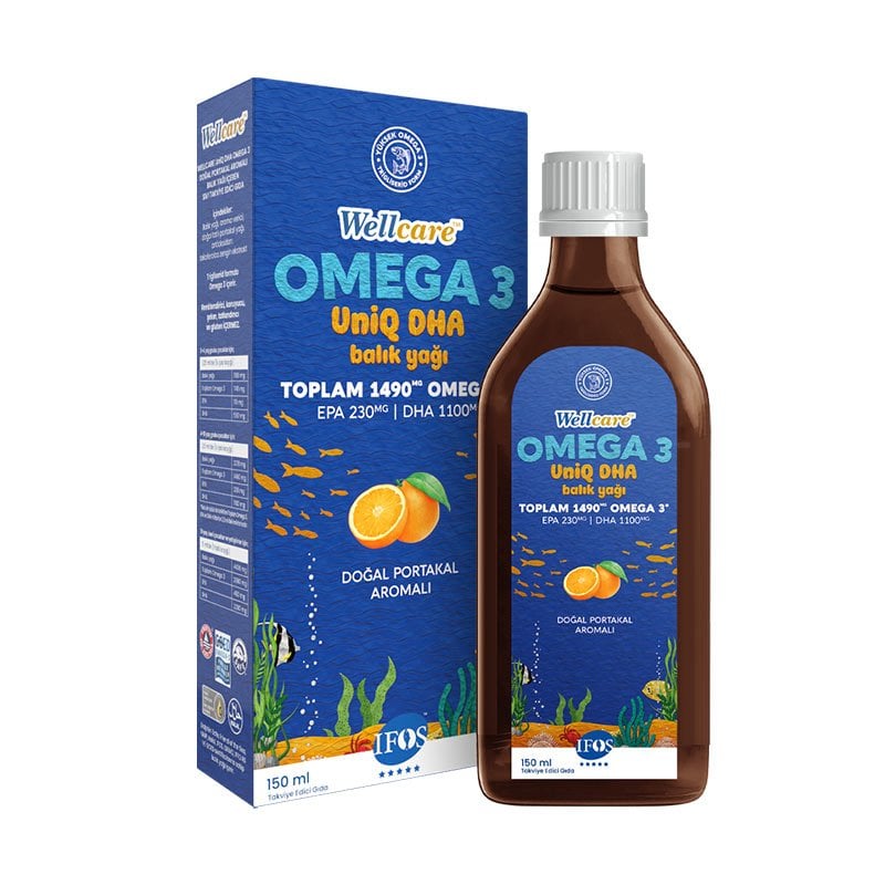 Wellcare Omega 3 UniQ DHA Portakal Aromalı Balık Yağı Şurup 150ml