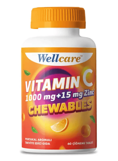 Wellcare Vitamin C 1000 mg + Çinko 15 mg 60 Çiğneme Tableti