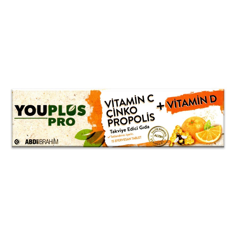 Youplus Pro Vit C + Çinko + Propolis 15 Efervesan Tablet