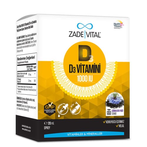 Zade Vital 1000IU D3 Vitamini ve Çörek Otu Yaği İçeren Sprey 20 ml
