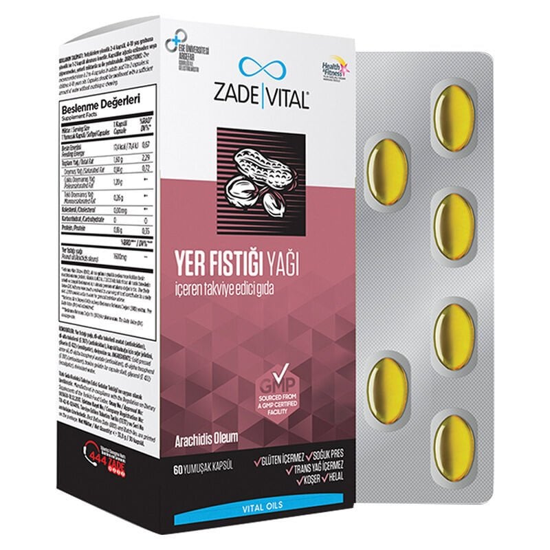 Zade Vital Yer Fıstığı Yağı Yumuşak 60 Kapsül Blister Ambalaj