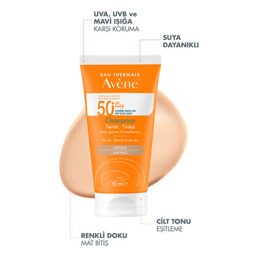 Avene Cleanance SPF 50+ Yağlı ve Akneye Eğilimli Ciltler İçin Renkli Güneş Kremi 50 ml - Görsel 3