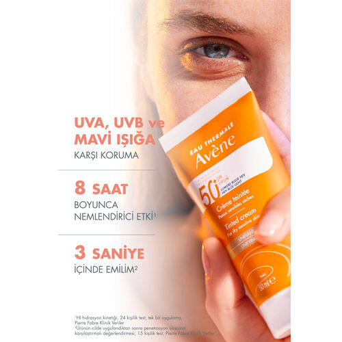 Avene Cream SPF 50+ Kuru Ciltler için Renkli Güneş Kremi 50 ml - Görsel 5
