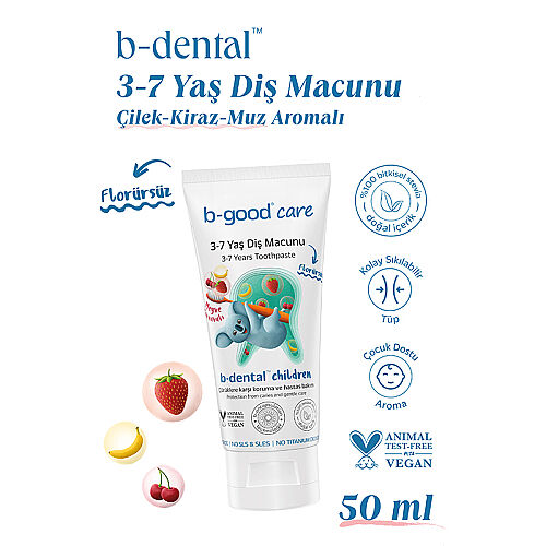 B-good care b-good b-dental 3-7 Yaş Çocuk Diş Macunu Florürsüz Meyve Karnavalı 50 ml - Görsel 4