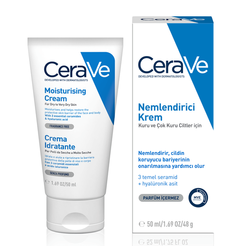 CeraVe Nemlendirici Yüz Ve Vücut Kremi - Kuru Ciltler İçin Seramid Ve Hyalüronik Asit İçerikli 50 ml - Görsel 2