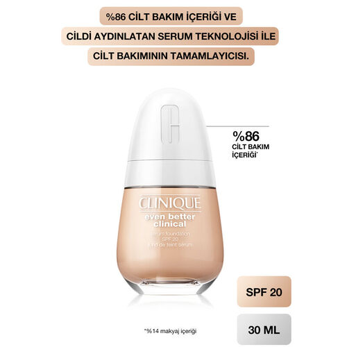 Clinique Even Better Clinical Serum Fondöten SPF 20 CN 10 Alabaster 30 ml - Görsel 4