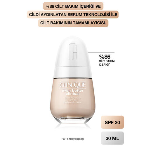 Clinique Even Better Clinical Serum Fondöten SPF 20 WN 01 Flax 30 ml - Görsel 4