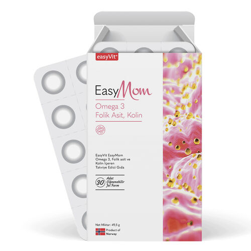 EasyVit EasyMom Omega 3 Folik Asit ve Kolin İçeren Takviye Edici Gıda 30 Adet - Görsel 2