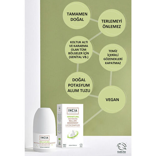 INCIA Beyazlatıcı Doğal Roll-On Deodorant 50 ml - Görsel 3