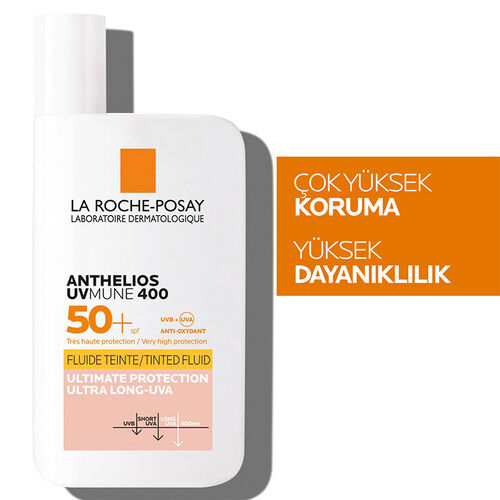 La Roche Posay Anthelios UVmune400 Invisible Fluid Tüm Cilt Tipleri İçin Renkli SPF50+ Yüz Güneş Kremi 50 ml - Görsel 4