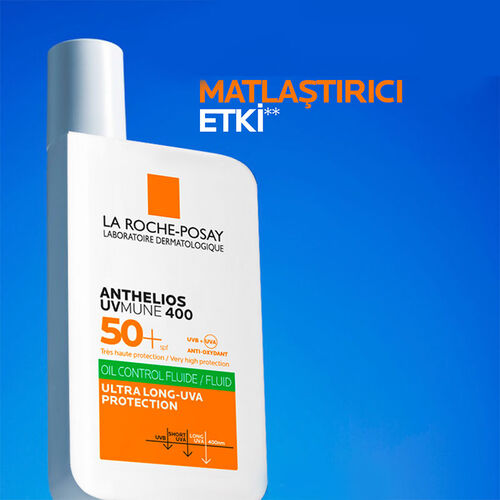 La Roche Posay Anthelios UVmune400 Oil Control Fluide SPF50+ Karma ve Yağlı İçin Yüz Güneş Kremi  50 ml - Görsel 3