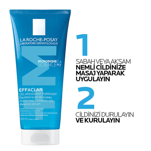 La Roche Posay Effaclar Jel Yağlı Ve Akneye Eğilimli Ciltler için Yüz Temizleme Jeli 200 ml - Görsel 3