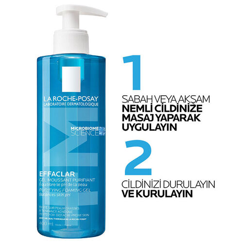 La Roche Posay Effaclar Jel Yağlı Ve Akneye Eğilimli Ciltler için Yüz Temizleme Jeli 400 ml - Görsel 3