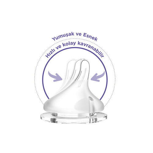 Lansinoh Natural Wave Biberon Emziği - Yavaş Akış - Görsel 2