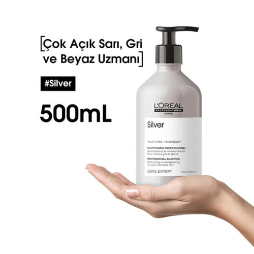 Loreal Professionnel Çok Açık Sarı, Gri ve Beyaz Saçlar için Renk Dengeleyici Mor Şampuan 500 ml - Görsel 2
