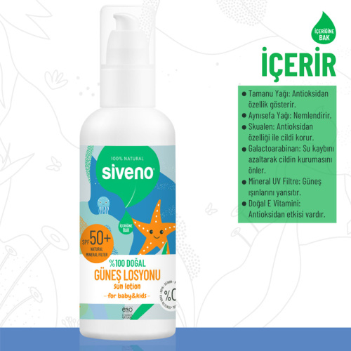 Siveno Bebek ve Çocuklar için %100 Doğal Güneş Losyonu 100 ml - Görsel 3