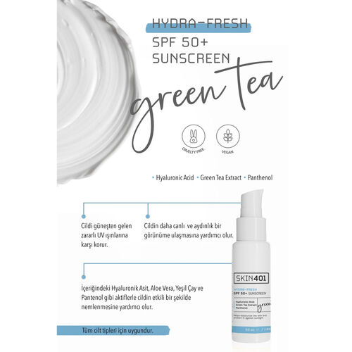 Skin401 Spf 50 Hydra Fresh Nemlendirici Tazeleyici Güneş Kremi 50 ml - Görsel 4