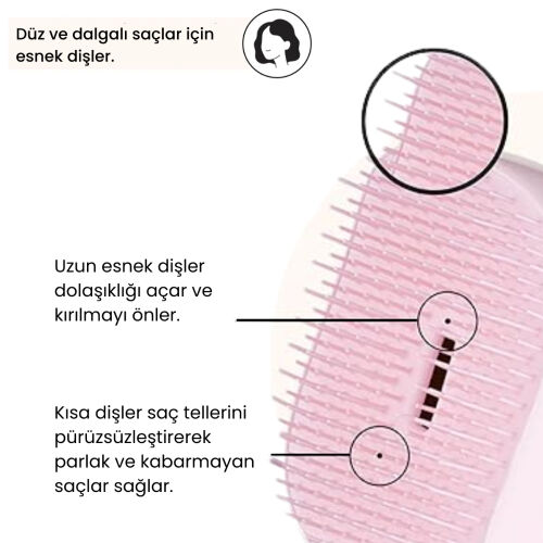 Tangle Teezer Compact Styler  Matte Ombre Chrome Saç Fırçası - Düz ve Kıvırcık Saçlar İçin Çanta Boy Tarak - Görsel 5