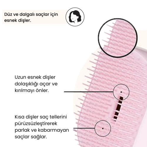 Tangle Teezer Compact Styler Pink Matte Chrome Saç Fırçası - Düz ve Kıvırcık Saçlar için Çanta Boy Tarak - Görsel 3