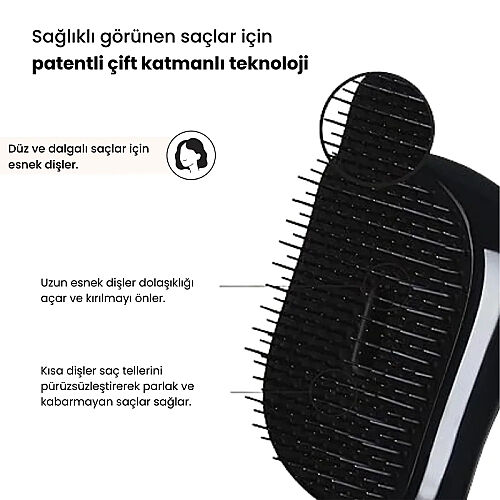 Tangle Teezer Compact Styler  Rose Gold Black Saç Fırçası -Kıvırcık ve Düz Saçlar için Seyahat Boy Tarak - Görsel 2