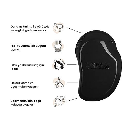Tangle Teezer Original Panther Black Düz-Kıvırcık Saçlar için Saç Fırçası-Tarak - Görsel 2