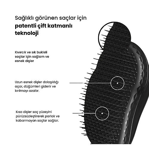 Tangle Teezer Original Panther Black Düz-Kıvırcık Saçlar için Saç Fırçası-Tarak - Görsel 3