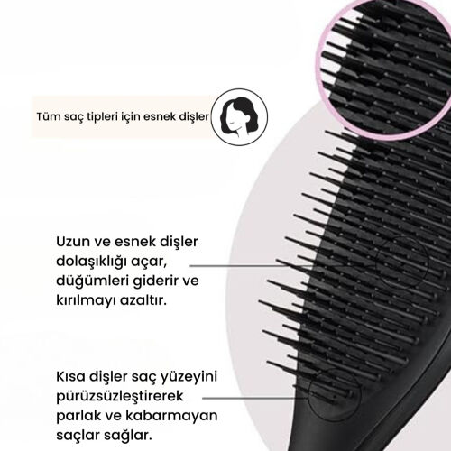 Tangle Teezer The Ultimate Detangler Black Eletriklenme Önleyici Saç Fırçası-Tarak - Düz ve Kıvırcık Saçlar - Görsel 2