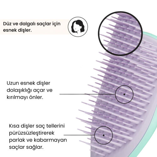 Tangle Teezer The Ultimate Detangler  Mint ve Lilac Eletriklenme Önleyici Mini Boy Tarak - Düz ve Kıvırcık Saçlar - Görsel 4