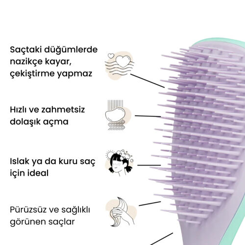 Tangle Teezer The Ultimate Detangler  Mint ve Lilac Eletriklenme Önleyici Mini Boy Tarak - Düz ve Kıvırcık Saçlar - Görsel 5