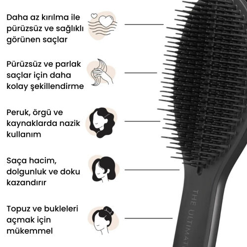 Tangle Teezer The Ultimate Styler Black Tüm Saç Tipleri için Kuru Şekillendirme ve Hacim Etkili Tarak - Görsel 5