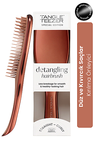 Tangle Teezer Ultimate Detangler Chrome Choc Bronze Islak ve Kuru Düz ve Kıvırcık Saçlar için Saç Fırçası-Tarak