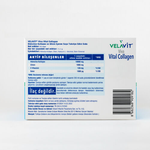 Velavit Viva Vital Collagen Toz Takviye Edici Gıda 30 Saşe - Görsel 3