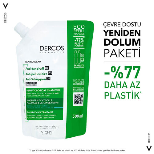 Vichy Dercos  Anti Dandruff Kepek Karşıtı Şampuan 500 ml - Normal ve Yağlı Saçlar - Görsel 2