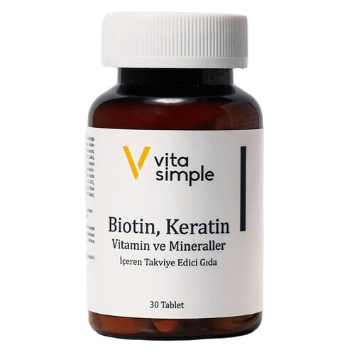 Vita Simple Biotin,Keratin,Vitamin ve Mineraller İçeren Takviye Edici Gıda 30 Tablet - Görsel 2