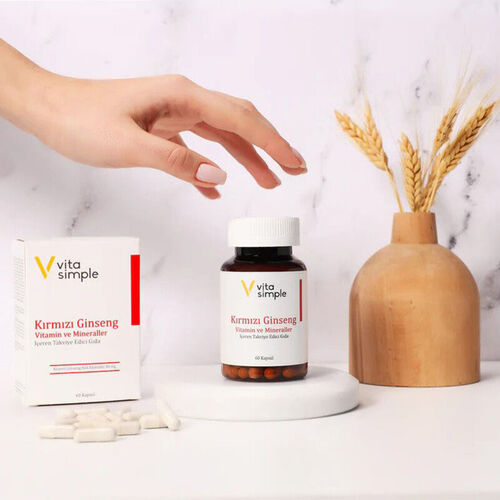 Vita Simple Kırmızı Ginseng Vitamin ve Mineraller İçeren Takviye Edici Gıda 60 Kapsül - Görsel 3